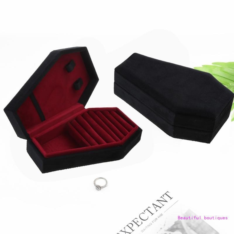 Caja para presentación joyas con forma ataúd, caja organizadora joyas portátil, caja baratijas, envío directo
