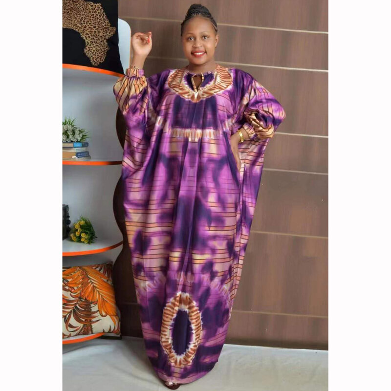 Afrykańska narodowość bliskowschodnia lato nowy Batsleeve duży rozmiar drukowany luźna talia zestaw długa sukienka ML101Q29