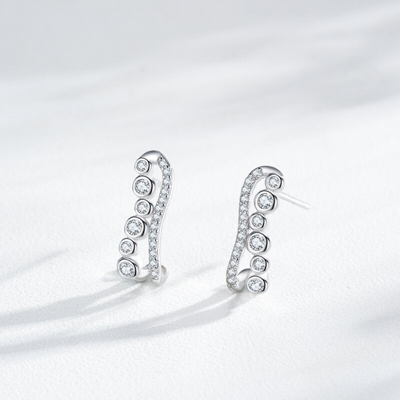 Ailmay-Boucles d'oreilles à tige en argent regardé 925 pour femme, design géométrique de luxe, brillant, CZ, mariage, fiançailles, bijoux fins, haute qualité