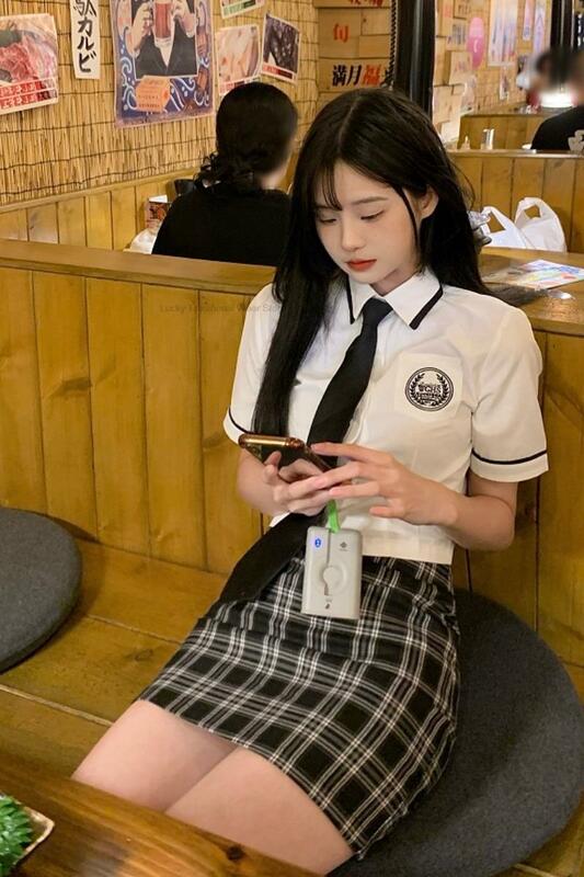 Costume da scuola in stile College in stile giapponese e coreano vestito a vita alta con gonna a portafoglio per ragazza Jk uniforme quotidiana in due pezzi Jk Set