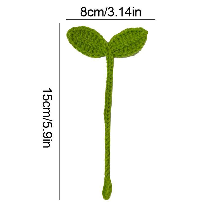 Creativo lavorato a maglia all'uncinetto foglia germoglio dati cavo cinghia fatto a mano lavorato a maglia foglia verde segnalibro accessori per cuffie regalo artigianale fai da te