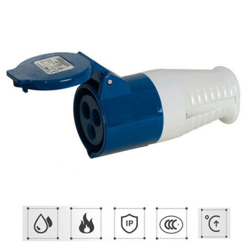 NEW Blue AC220V-250V 16 AMP 3 Pin Industrial Site Plug & Sockets IP44 2P+E Male/Female Industry Electrical Socket