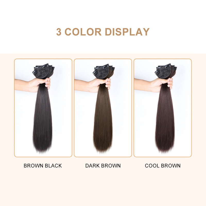 Clip in Hair Extensions Synthetic Long Straight Hairpieces for  Asian Women Black Synthetic Fiber Hair Extension for Daily Use