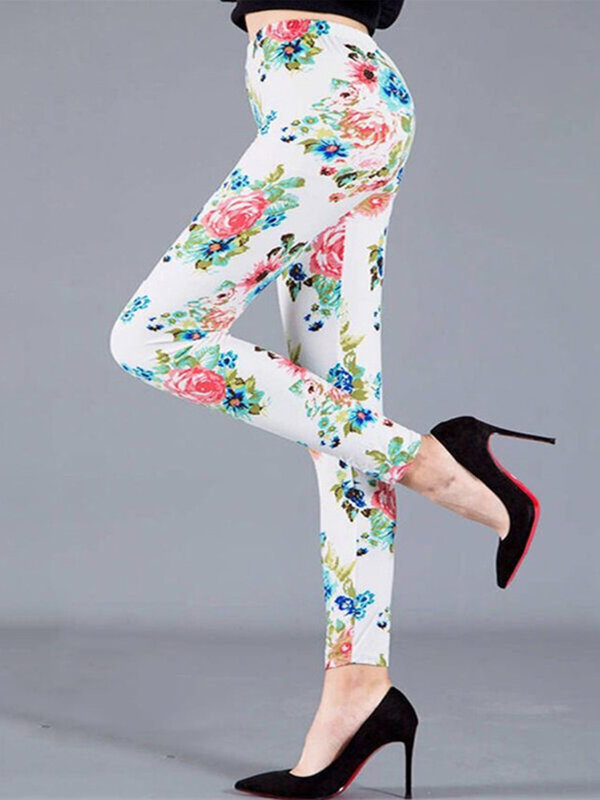 Cuhakci Hot Fashion Bloemen Gedrukt Vrouwelijke Fitness Broek Workout Leggings Voor Vrouwen Hoge Taille Push Up Casual Plus Size Broek