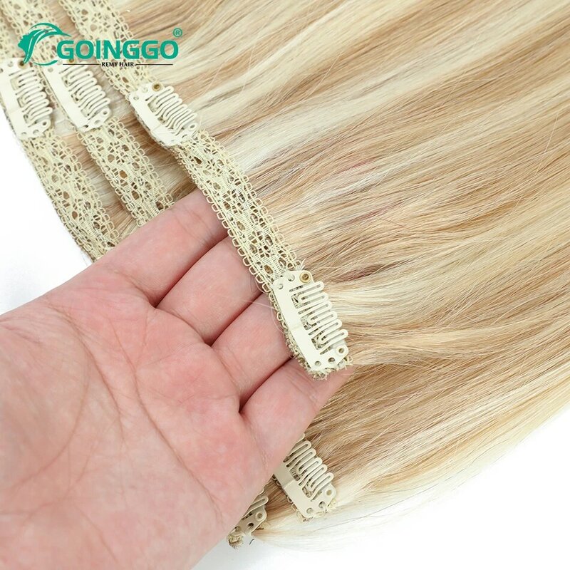 Clip In Hair Extensions Remy Straight Hair Clips In Human Hair Highlight Blonde Double Weft Hair Pieces For Woman 3Pcs/Set