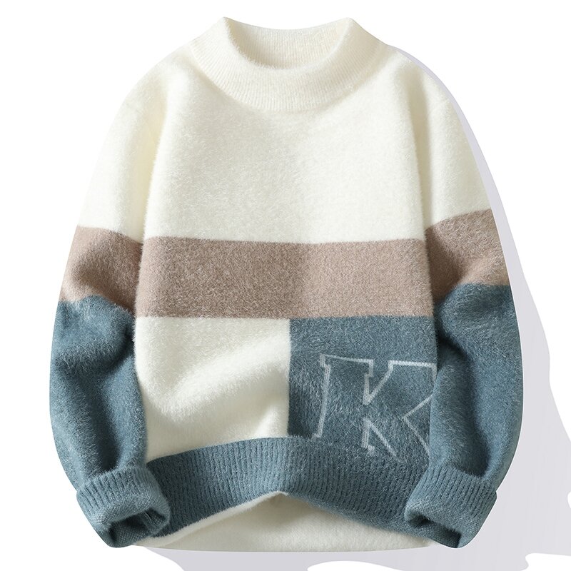 남성용 한국 스타일 두꺼운 따뜻한 스웨터, 남성 패션 따뜻한 스웨터, 양모 풀오버, 남성 풀 사이즈 M-3XL, MY0179, 2024 겨울