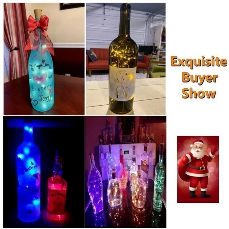 1 pçs garrafa de vinho luzes com cortiça led luzes da corda bateria luzes de fadas guirlanda para festa de natal decoração de casamento
