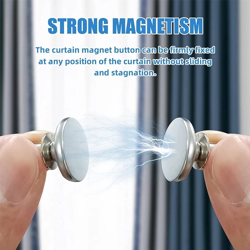 1/10Pairs Curtain Magnetic Clips Nail Free Detachable Window Curtain Close Magnet Buckle Adjustment Curtain Buttons Accessories