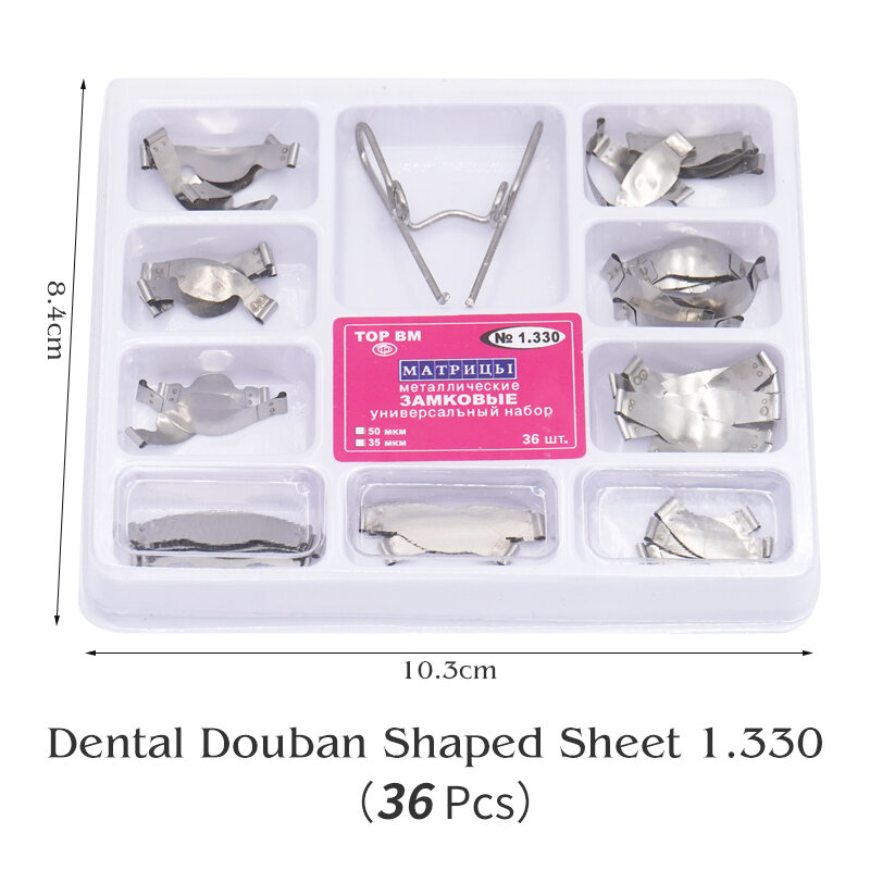 Matryca dentystyczna z wyprofilowanymi metalowymi matrycami z klipsem sprężynującym nr 1.330