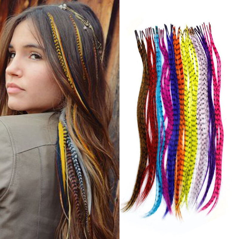 50 Stück 16 Zoll farbige synthetische Haar verlängerung Feder bunte falsche Verlängerung gemischte Farbe gerade Mode Party Weihnachten