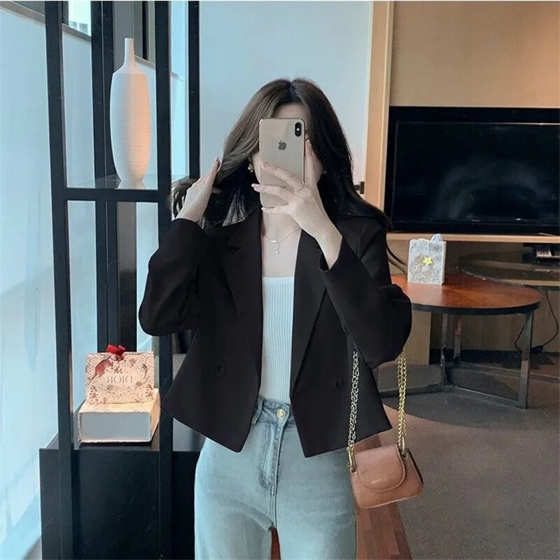 Blazer feminino, manga longa, de botão, terno elegante, blazer de escritório, moda coreana, novo, 2022