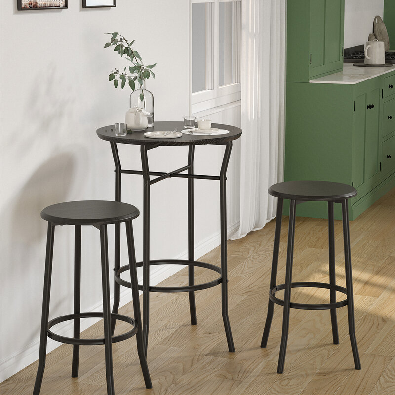 Барный стол с 2 барными стульями, современный круглый столовый набор для паба, круглые столовые принадлежности для бистро, мебель для паба и стулья для кухни, столовой, балкона
