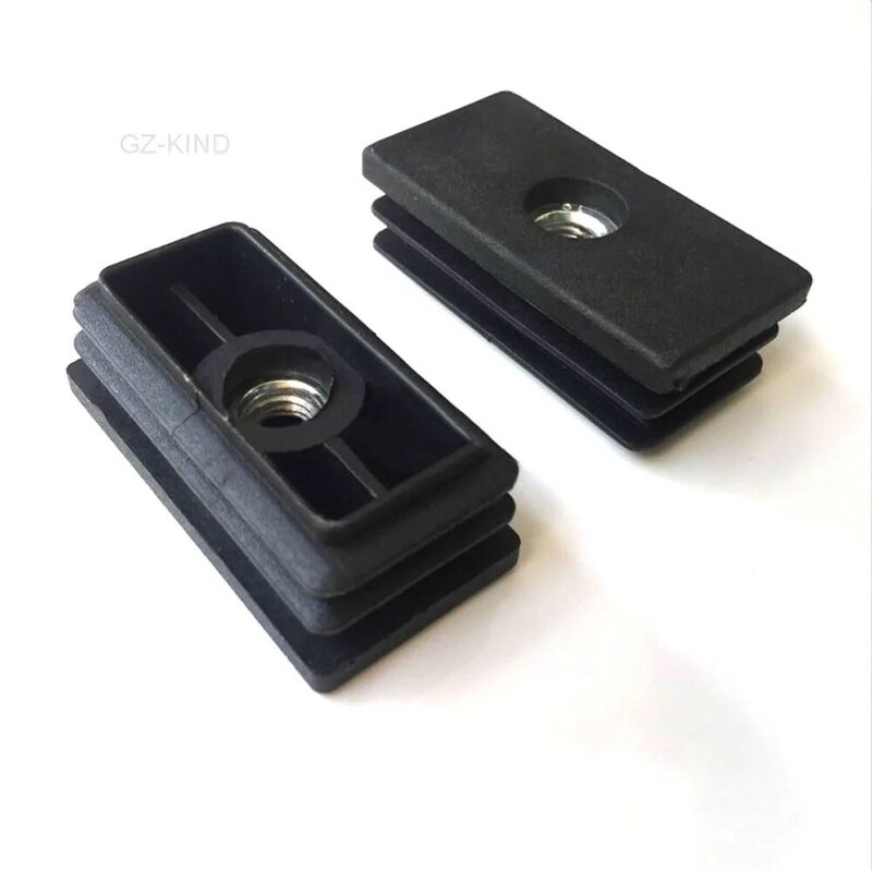 Bouchons carrés en plastique noir, Inserts de Tube avec filetage métallique M8 2/4/8 pièces