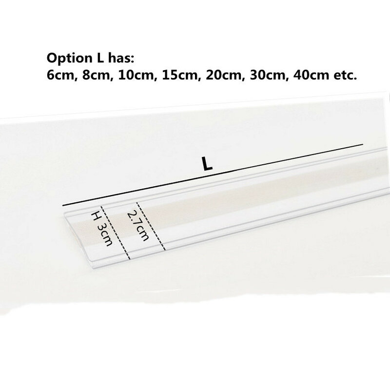 H3cm Plastic Merchandise Price Talker Sign Label Display Data Strips PVC Clip Holder Shelf Rack Adhesive Tape 100pcs