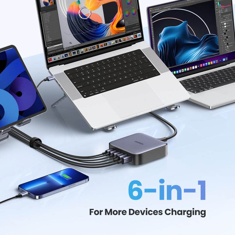 Ugreen-nuevo cargador rápido para ordenador portátil, adaptador GaN de 200W para iPhone 13 Pro Max, Xiaomi, Samsung y tabletas