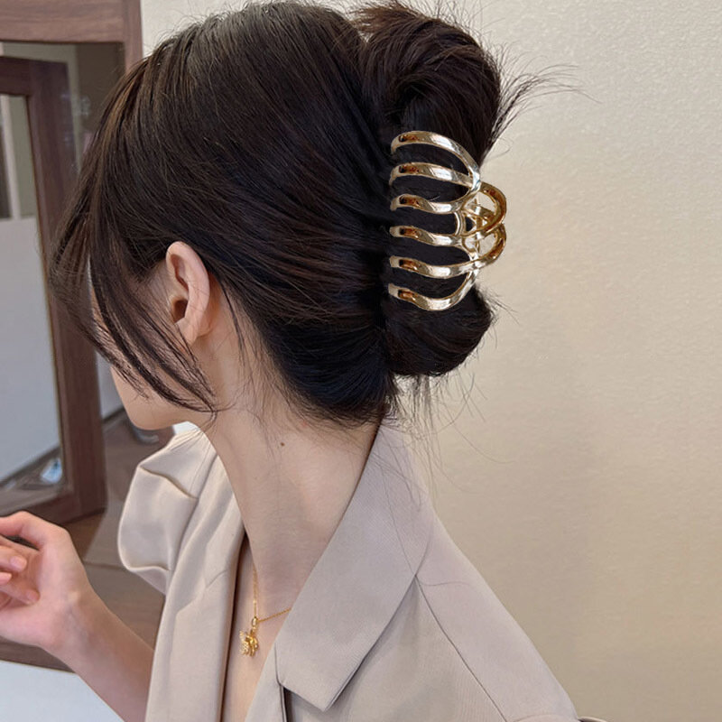 Trendy Metal Geométrica Onda Garra Do Cabelo Para Mulheres, Coreano Simples Hairpin, Grab Hair Clip, Hairgrip, Acessórios de Moda, Headwear Presente
