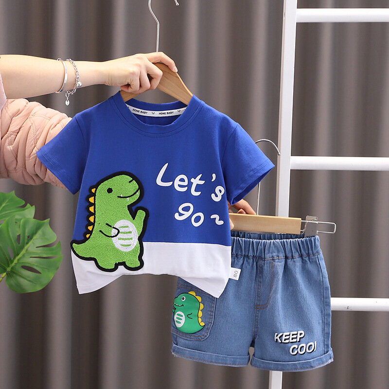 Conjunto de ropa de verano para bebé, traje de camiseta y pantalones cortos para niño y niña, chándal informal para niño pequeño, 2 uds./Set