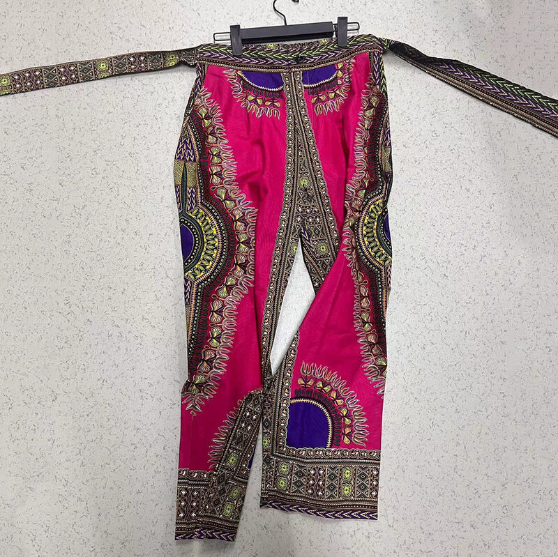 Abbigliamento africano pantaloni stampati a fiori di nuova moda pantaloni comodi speciali da donna Super elastici, tuta, Set di due pezzi