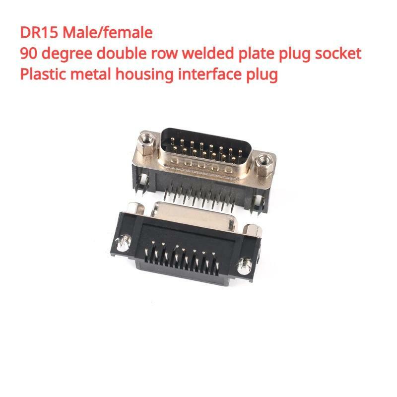 DR15 soket steker papan solder baris ganda 90 derajat Pria/Wanita steker antarmuka logam plastik