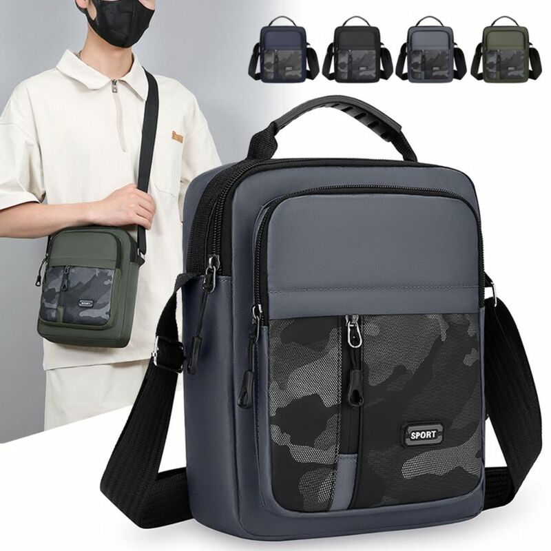 Tas selempang pria kapasitas besar, tas tangan nilon multi lapisan tahan air, tas bahu kapasitas besar
