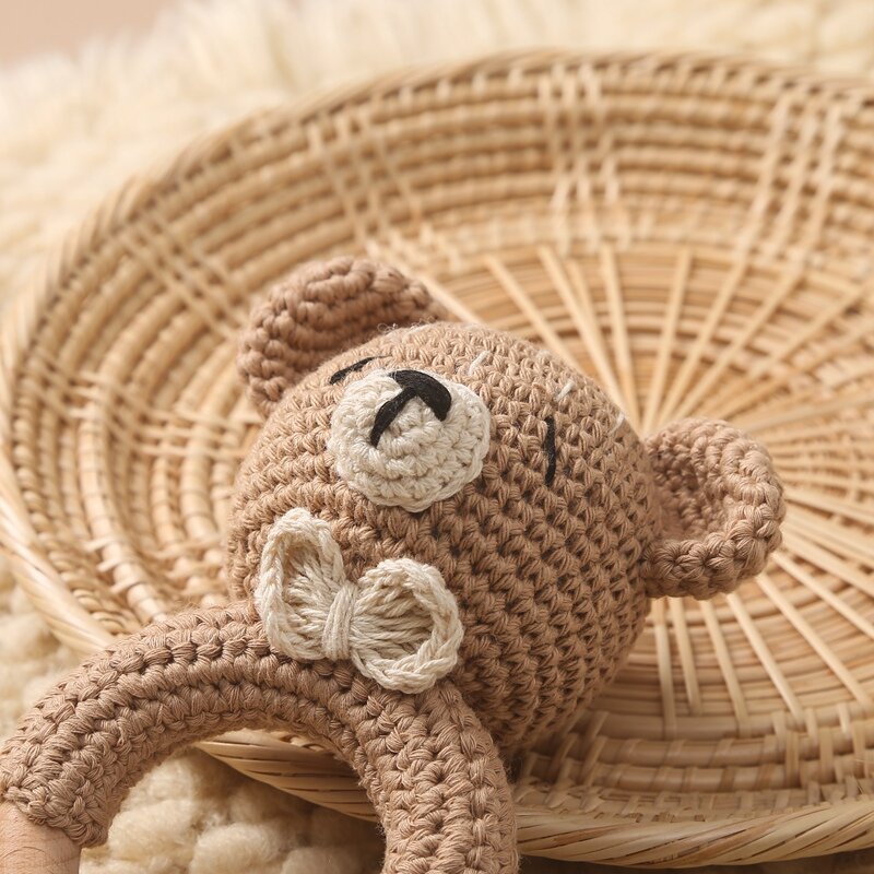 1 Детская деревянная плетеная игрушка деревянное кольцо Teether крючок кролик музыка плетеный плетень успокаивающая браслет детская игрушка детский подарок