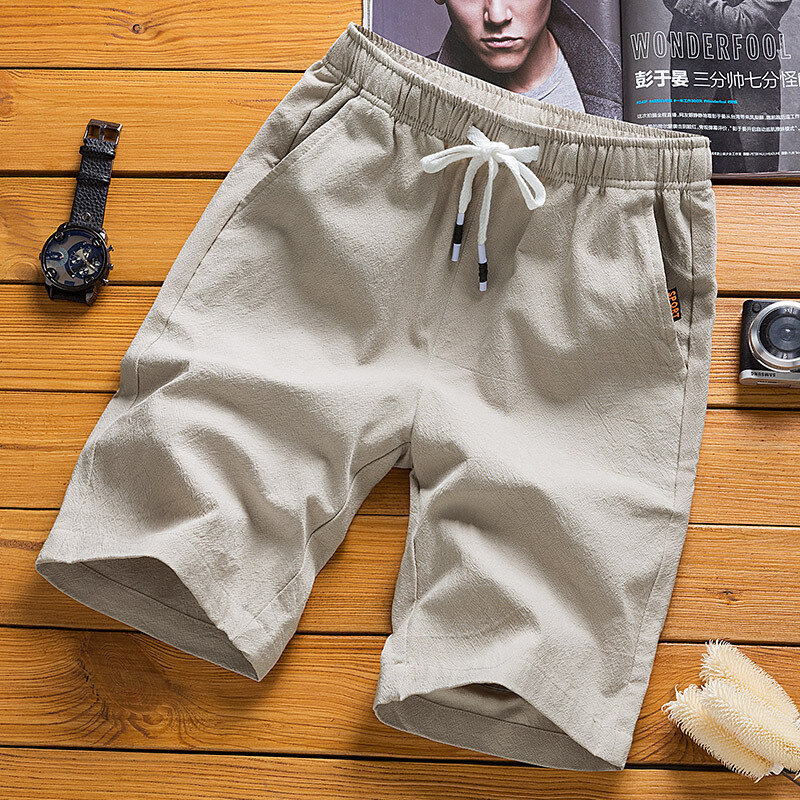 Pantalones cortos informales para hombre, Shorts de 100% algodón, holgados, transpirables, de alta calidad, color blanco, para viaje en verano y playa