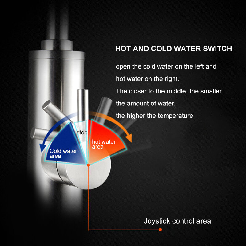 Scaldabagno elettrico Display della temperatura tubo universale rubinetto da cucina senza serbatoio riscaldamento istantaneo dell'acqua fredda 3000W 110V 220V
