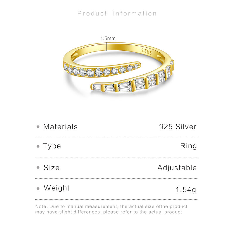DPLAOPA-Anel redimensionável em prata esterlina 925 para mulheres, zircão transparente, joias finas de luxo, presente de aniversário casamento 2024