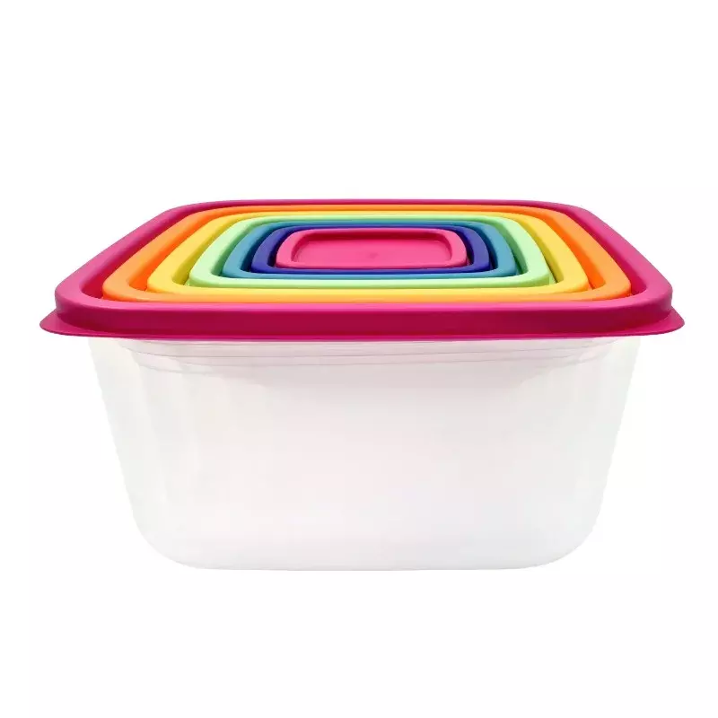 Set di conservazione per alimenti in plastica arcobaleno da 14 pezzi, arcobaleno rosa