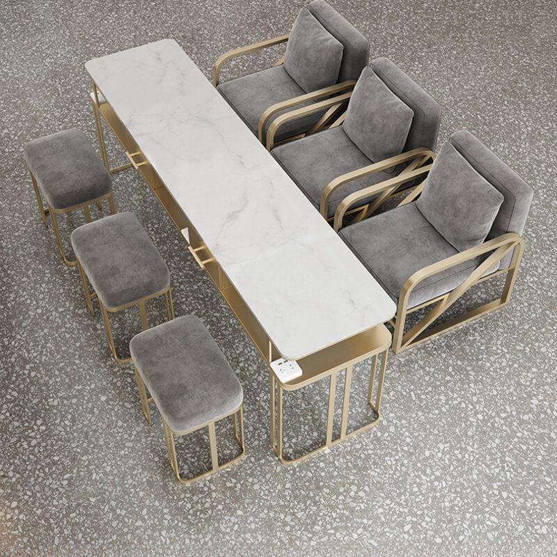 White Gold Nail Desk Professionals Luxury Aesthetic Nordic Nail Table Designer Modern Stolik Do Paznokci Manicure Furniture