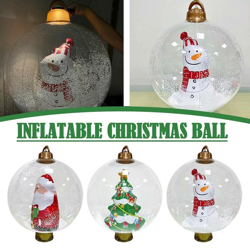 كرة LED شفافة لتزيين عيد الميلاد ، الحلي القابلة للتعبئة ، شجرة عيد الميلاد معلقة الحلي ، هدية من البلاستيك للمنزل ، حفل زفاف ، B T1V6