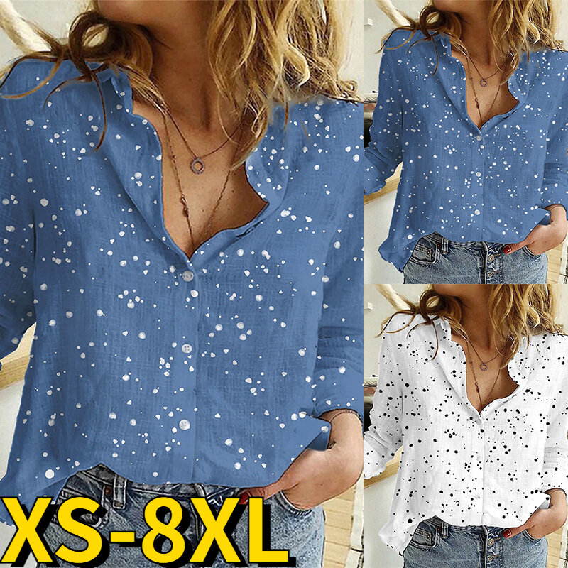2022 novo estilo simples botão blusas outono moda feminina casual topo novo design impresso camisa inverno todos os dias v-neck roupas