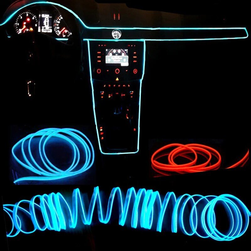 Светодиодная лента для внутреннего освещения автомобиля, Декоративная гирлянда, гибкая неоновая лампа с USB-приводом, длина 1 м, 2 м, 3 м, 5 м
