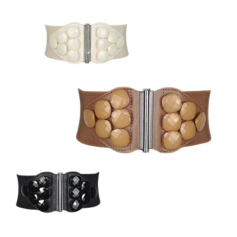 Cinturones de resina acrílica para mujer, cinturón de cintura elástica, a la moda, ancho, Popular, Europeo, envío gratis