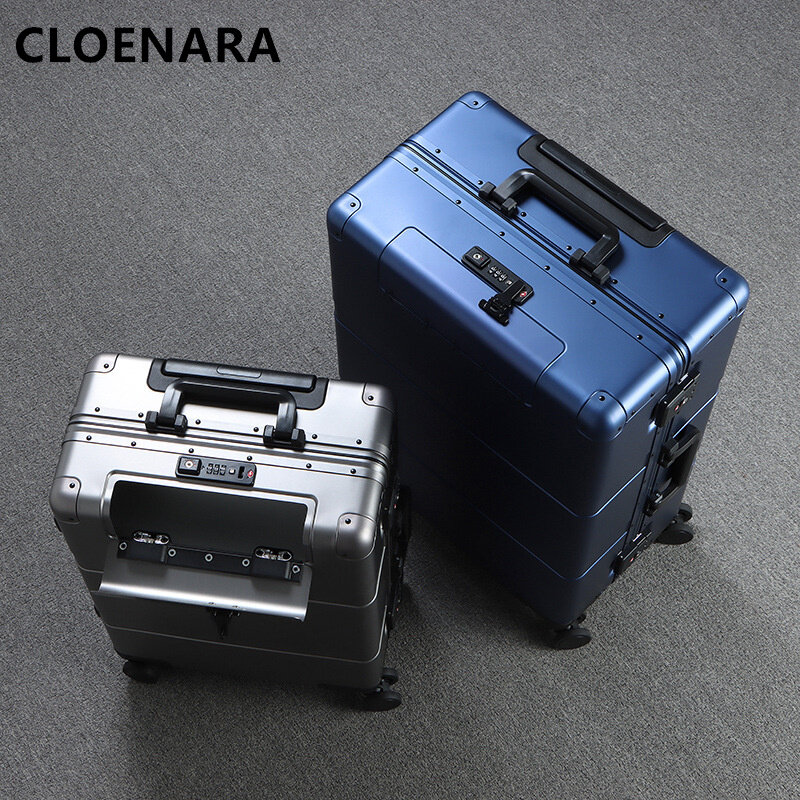 COLENARA 20''24''28" Inch Suitcase New Full Aluminum Magnesium Alloy Business Trolley Bags Boarding Code Box Rolling Luggage