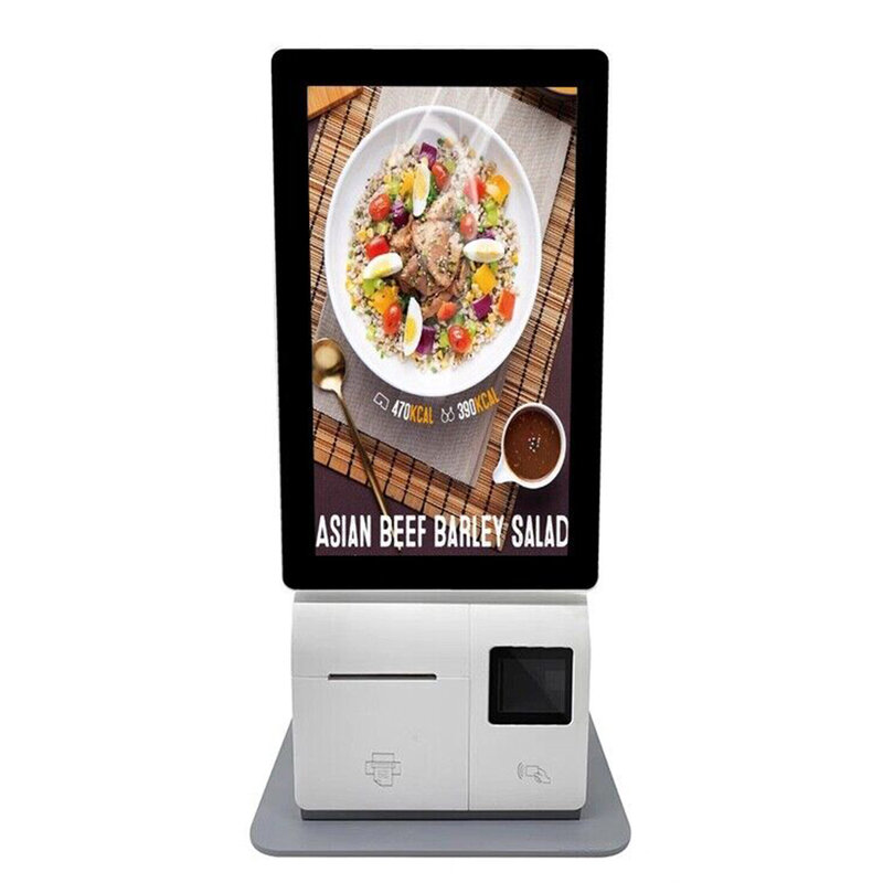 15.6 inch self order kiosk, self service terminal with 2K touch screen Android or windows OSD, 58-80 mm printer, barcode scanner