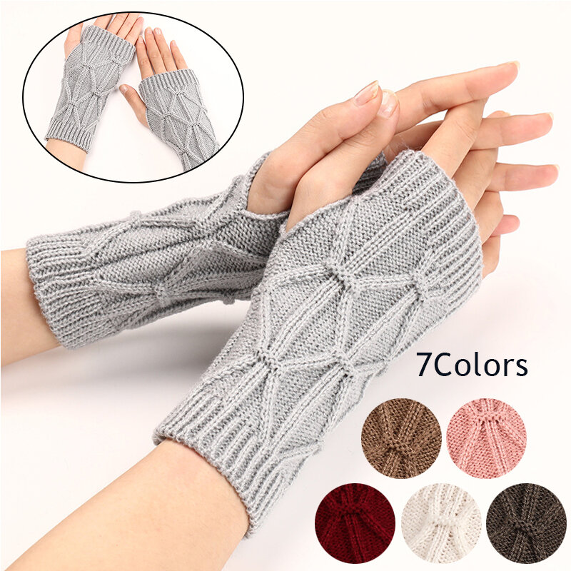 Guantes de medio dedo para mujer, manoplas suaves de lana para mantener el calor, manoplas suaves y cálidas para el brazo, Unisex, Invierno