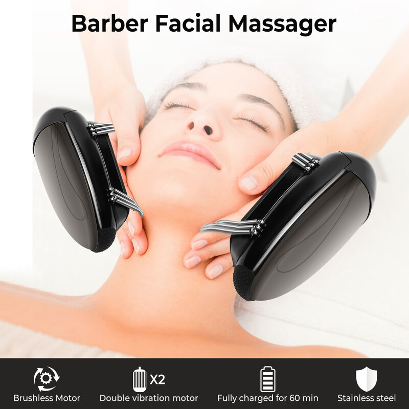 Professional Vibration Massager Barbershop Cordless Handheld Heat Massager USB Charging Body Neck Back Head Face Massager