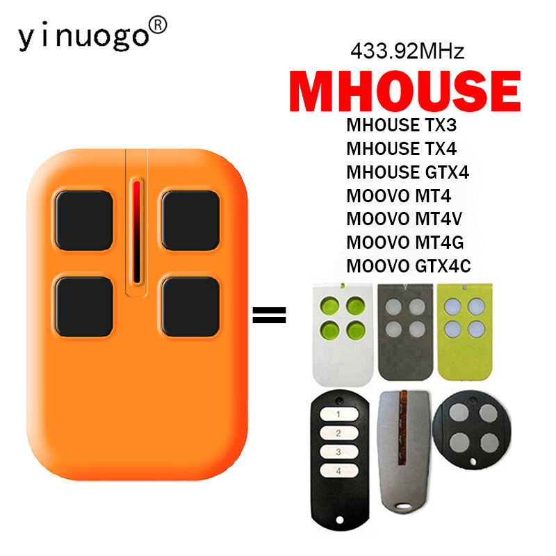 Mhouse Tx3 Tx4 Moovo Mt 4V Mt 4G Gtx4c Garagedeur Opener Afstandsbediening 433.92Mhz Rolling Code Mhouse Afstandsbediening Gtx4