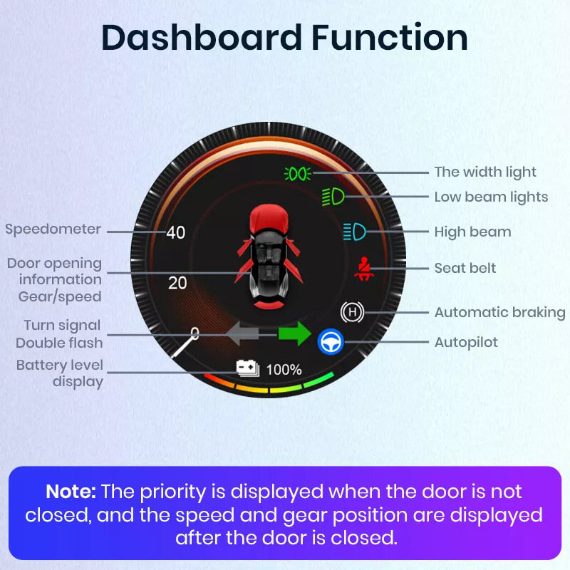 LDC Heads Up Display Dashboard Digital Smart Gauge com Velocímetro Display Multi-Dados/Carregamento Sem Fio Para Tesla 3 Y