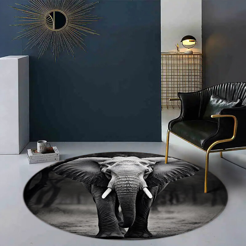 Круглый ковер с изображением диких животных, тигр, Лев, слон, пантера, лошади, современный круглый ковер для спальни, гостиной, домашний декоративный коврик