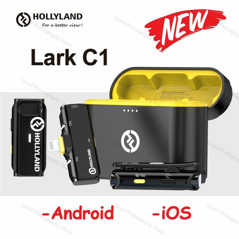 Hollyland-Micrófono de solapa inalámbrico LARK C1 para iPhone, teléfono inteligente Android, grabación de vídeo, transmisión en vivo, nuevo