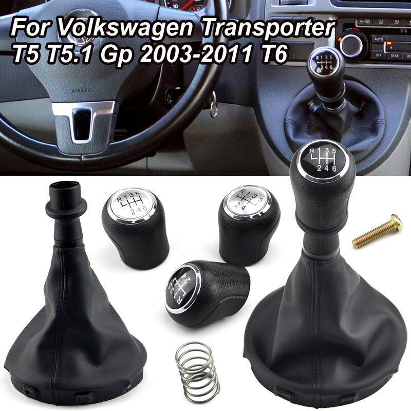 Для VW Transporter Multivan Caravelle T5 2003 2004 2005 2006 2007 2008 2009 2010 автомобильный 6-Скоростной рычаг переключения передач кожаный багажник