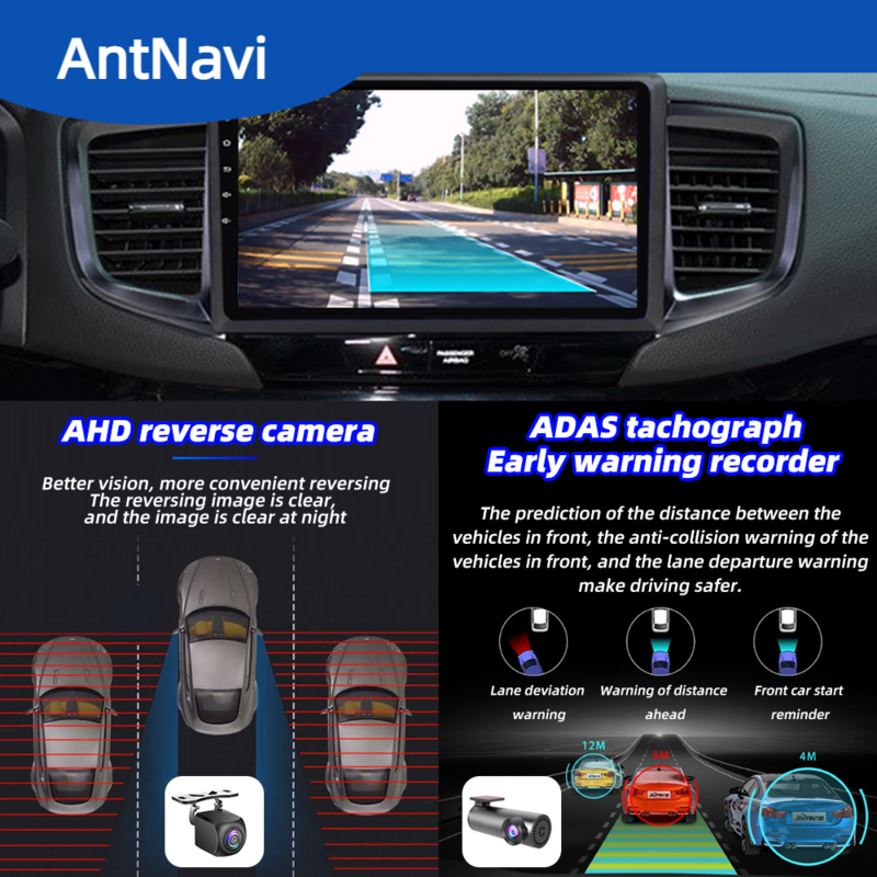 AntNavi pemutar Multimedia mobil, pemutar Multimedia Bluetooth AHD kamera GPS 10 Universal 1 Din putar Android Radio mobil