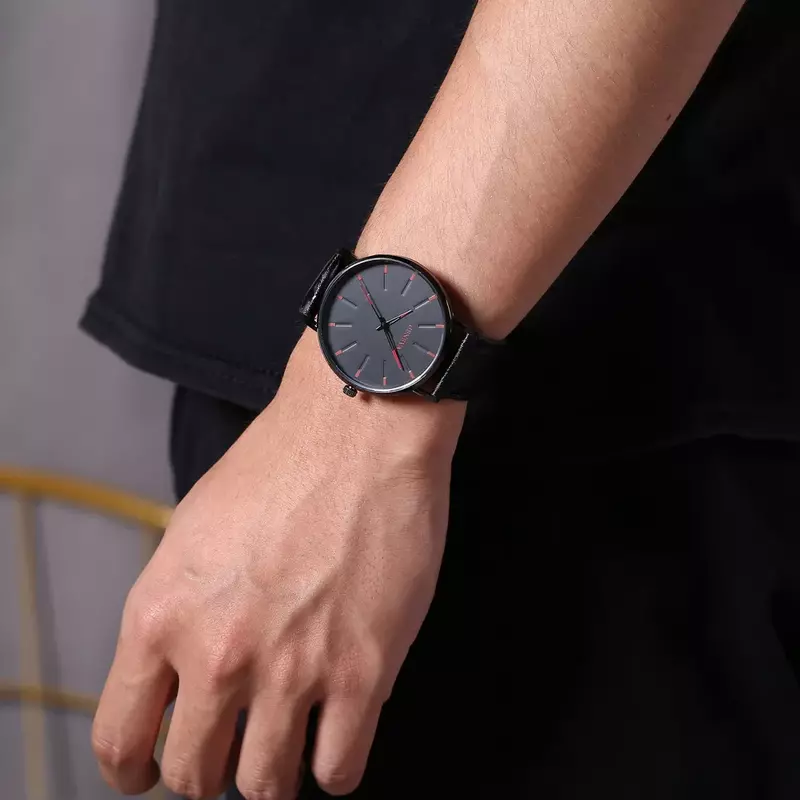 Jual jam tangan kuarsa pria sabuk Ultra tipis sederhana