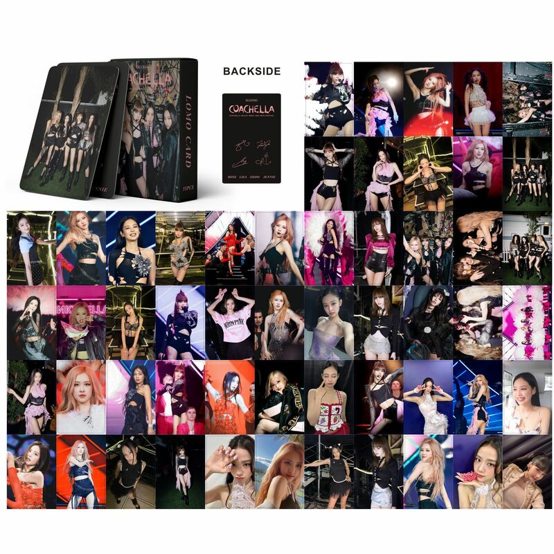 Набор из 55 шт./Kpop для черно-розовых фотоальбомов, коллекционные открытки JISOO JENNIE LISA ROSE, набор ломо-карт, коллекция вееров