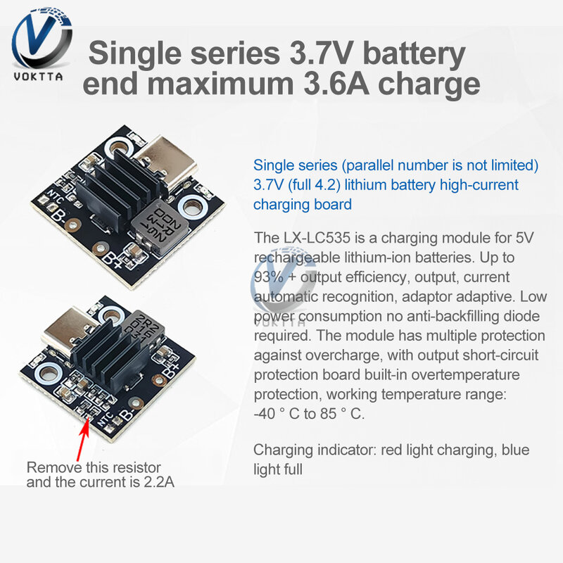 1S Lithium Battery Charging Module Battery Charger Protection Board Power Supply Charging Indicator USB Charging Module