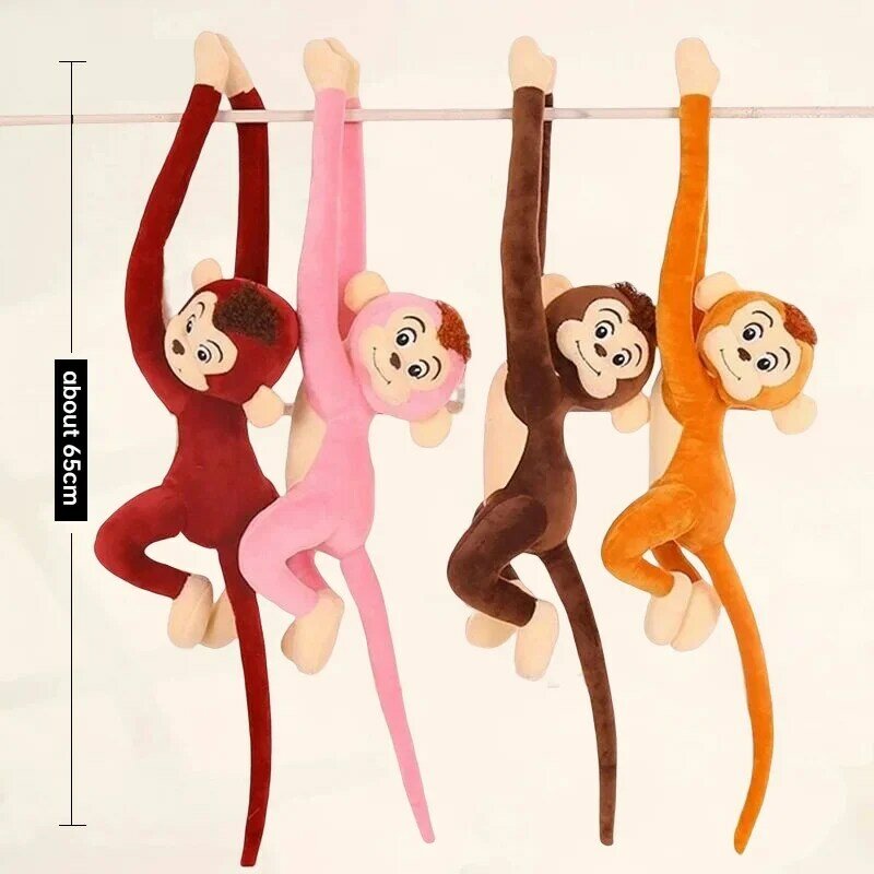 Juguetes de peluche de mono de brazo largo, muñeco de peluche de chimpancé de Aniaml de dibujos animados, regalo de cumpleaños para niños y niñas, Tamaño 60-65cm