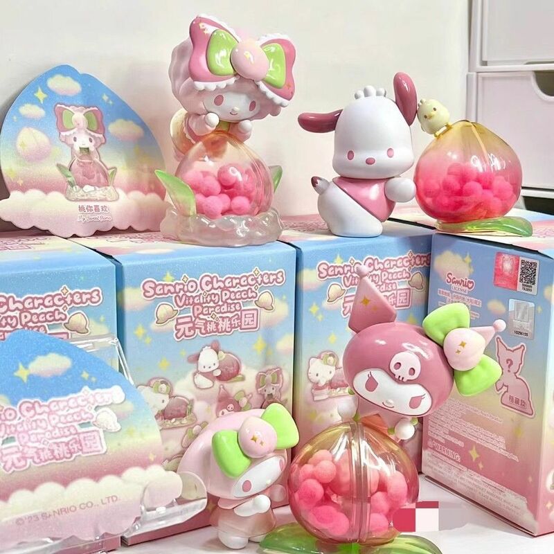 Sanrio witalność brzoskwiniowy raj Model z serii Cartoon Hello Kitty Cinnamoroll Kuromi kolekcja figurka ozdoba na biurko samochodu