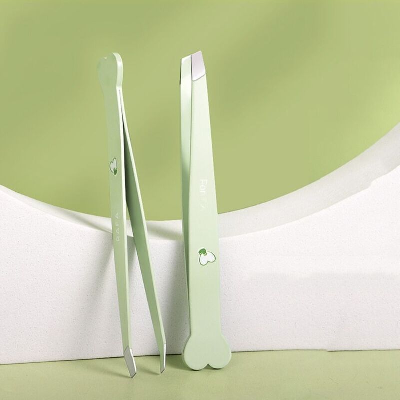 Pinzette per sopracciglia in acciaio inossidabile di alta qualità colore verde clip per sopracciglia inclinate facile da usare strumento per il trucco dell'estrattore per peli fini epilanti